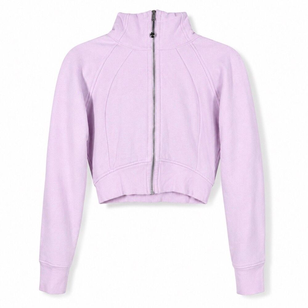 Lululemon Scuba Full Zip Cropped Hoodie Women Size 4 Meadowsweet Pink Athletic